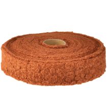 Product Decorative ribbon red-brown wide fabric ribbon wool look 40mm 8m