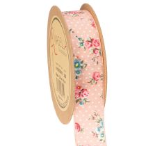 Product Gift ribbon with floral pattern for playful gifts and crafts, 2.5cm wide, 15m long