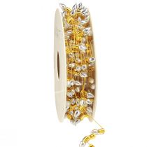 Product Decorative ribbon Christmas fairy lights gold silver W12mm L5m