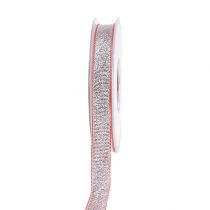 Deco Ribbon Christmas Pink-Silver 15mm 20m