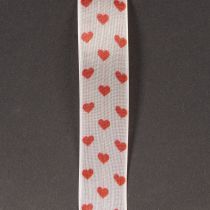 Product Gift ribbon with hearts, ideal for creative packaging ideas and personal gifts, 2.5 cm wide, 15 m long