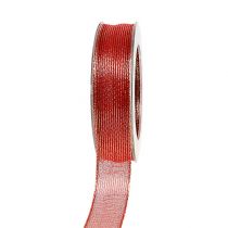 Product Deco ribbon with lurex stripes red 25mm 20m