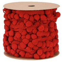 Product Decorative ribbon with pompoms Pom Pom Ribbon Red 20mm 15m