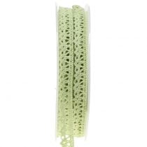 Gift ribbon for decoration crochet lace green 12mm 20m