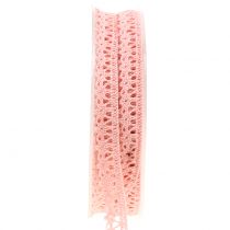 Gift ribbon for decoration Crochet Lace Pink 12mm 20m