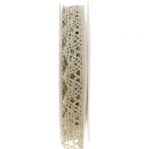 Product Decorative ribbon lace beige grey 22mm 20m