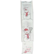 Gift ribbon Christmas snowman red white 25mm 15m
