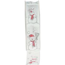 Product Gift ribbon Christmas snowman red white 25mm 15m