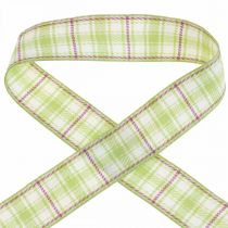 Product Deco ribbon checkered checkered ribbon green/white/purple 20mm 15m