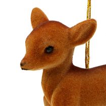 Product Decorative figure reindeer young brown 7.5cm flocked 2pcs