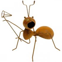 Product Decorative figure ant metal butterfly net garden decoration rust 19cm