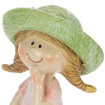 Product Decorative figurines of girls with hats, pink and green, 6.5x5.5x14.5cm, 2 pieces
