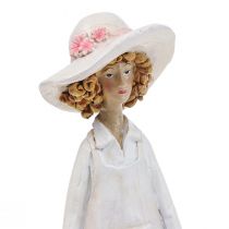 Product Decorative figurines gardener, decorative woman with flowers, white pink, H21cm