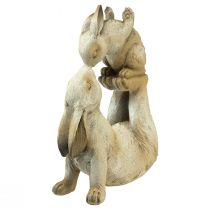 Product Decorative figures mother rabbit with child rabbit gray brown H35cm