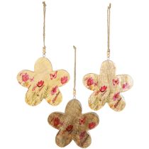 Product Decorative Hanging Wooden Flowers Spring Natural Pink 16cm 3pcs