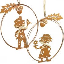 Product Decorative hanger rust autumn decoration decorative ring metal Ø13cm 4 pcs