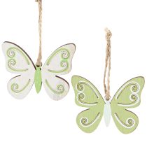 Product Decorative Hanging Butterfly Decoration Wood Natural Green 5×6cm 12 pcs
