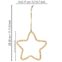 Product Decoration Christmas wooden beads heart star tree H16cm 3 pcs