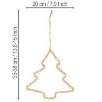 Product Deco hanger Christmas wooden beads heart star tree H20cm 3pcs
