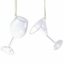 Product Deco hanger glasses clear with gold 9cm 2pcs