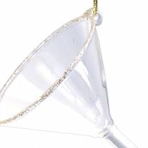 Deco hanger glasses clear with gold 9cm 2pcs