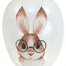 Product Deco hanger glass deco eggs rabbit with glasses glitter 5x8cm 6pcs