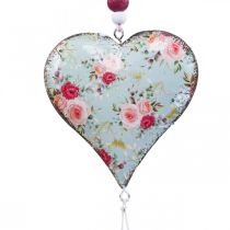 Deco hanger heart deco vintage flowers pendant 8.5x9cm 3pcs