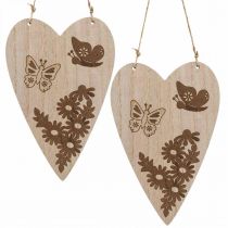 Deco hanger wood deco heart butterfly deco 13.5x20cm 6pcs
