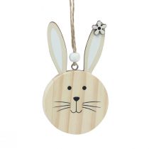 Product Decorative hanger wooden rabbit head natural white gold 10.5cm 8pcs