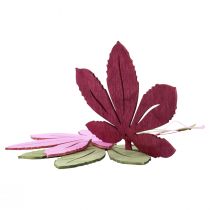 Product Deco hanger wood autumn leaves pink purple green 12x10cm 12pcs