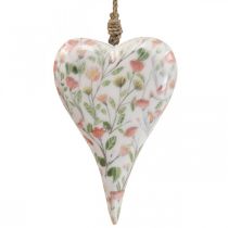 Deco hanger wooden heart deco hanger motif flowers 12x2.5x20xcm