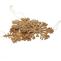 Product Deco hanger wood snowflakes deco gold winter Ø10cm 9pcs