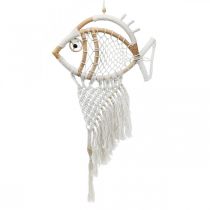 Hanging decoration deco hanger maritime decoration fish macrame 76cm