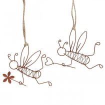 Deco hanger metal bees deco hanger rust 9x6.5cm 6pcs