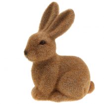 Product Deco rabbit flocked brown 15cm 4pcs