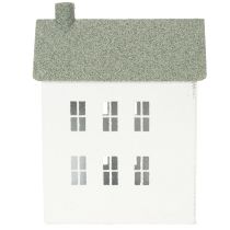 Product Decorative Metal House with Windows and Chimney, 22 cm, White