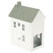 Product Decorative Metal House with Windows and Chimney, 22 cm, White