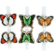 Decorative clip butterfly, gift decoration, spring, butterflies made of wood 6pcs
