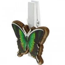 Decorative clip butterfly, gift decoration, spring, butterflies made of wood 6pcs
