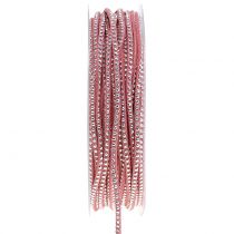 Deco cord leather strap pink with rivets 3mm 15m