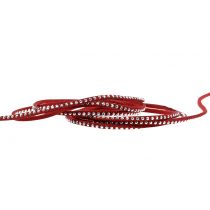 Product Deco cord leather strap red with rivets 3mm 15m