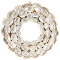 Product Decorative wreath wood abalone snails white natural H30cm