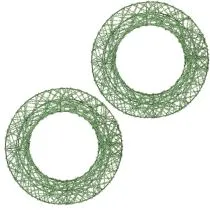 Product Green Metallic Wire Mesh Wreath Set for DIY Projects, 19cm, 2 Pieces