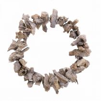 Decorative wreath natural wreath root wood decoration natural white Ø30cm