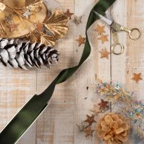 Product Shiny Green Taffeta Ribbon 25mm x 50m for Gift and Home Decoration