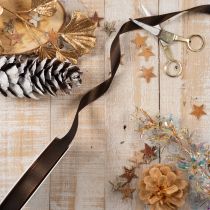 Product Brown Tafetta Ribbon for Decorative Use, 15mm Wide, 10m Roll