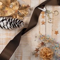 Product Wide Brown Taffeta Ribbon 40mm x 50m for Gift Wrapping and Decorations