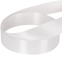 Product White Polyester Decorative Taft Ribbon, 25mm x 50m