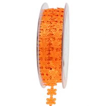 Decorative ribbon with flower 1cm orange 20m