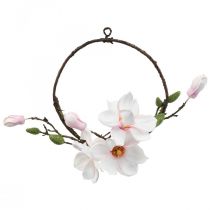 Decorative ring artificial magnolia spring decoration for hanging Ø24cm